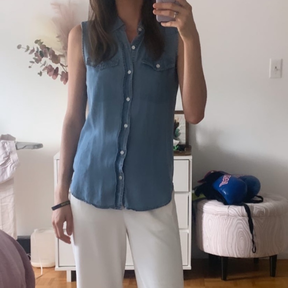 Vintage Forever 21 denim cotton sleeveless blouse
